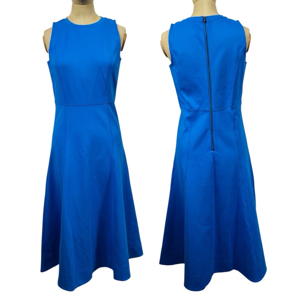 NWT Ann Taylor Ponte Dress 2 Blue Fit Flare Work Career ALine Midi Jersey